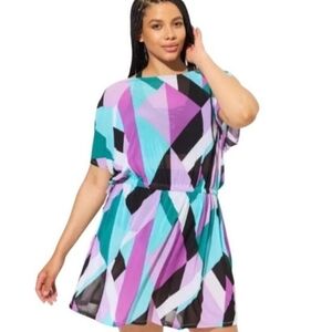 Torrid Draw String Geometric Swim Cover Up Size 2